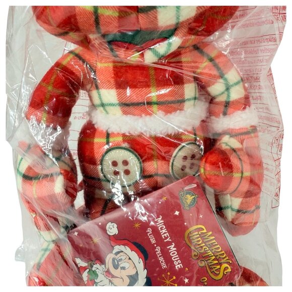 2025 Disney Cardmember Exclusive Mickey Mouse Plush Christmas Holiday Plaid - Picture 7 of 7